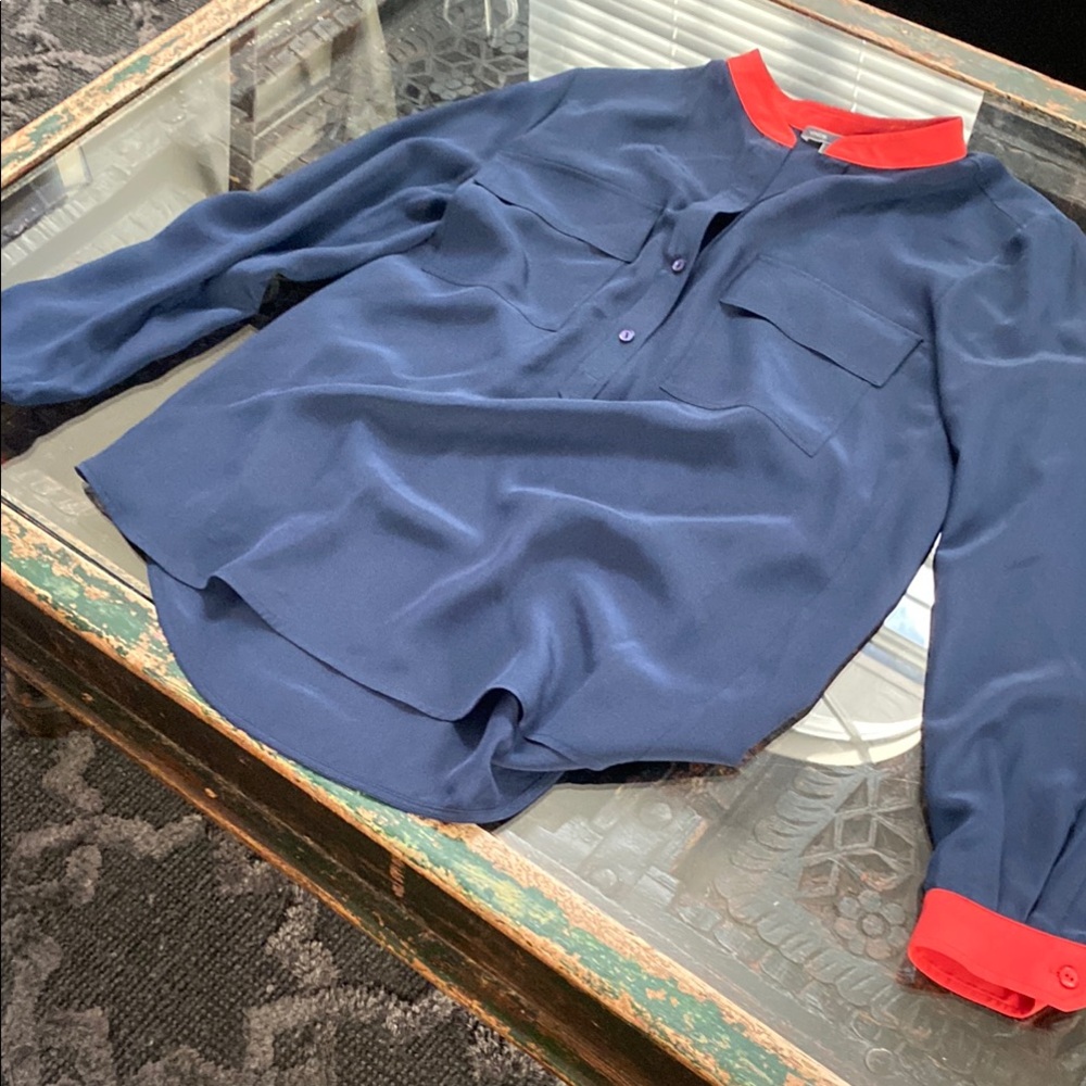 Vince Navy and Red Women's Top